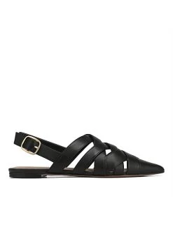 Collett Black Leather Slingback Flat